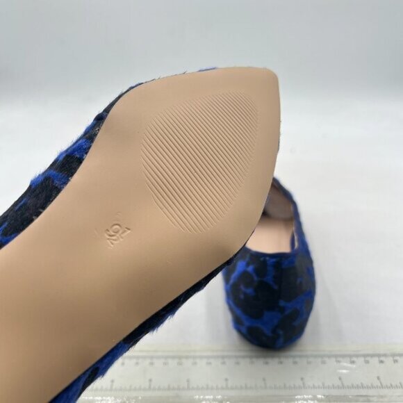 FOWT Blue Pointed Toe Arched Heel Pumps Solid Color Suede Side V Cut Loafers - Picture 6 of 8